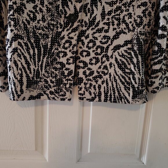 St John evening knit jacket black white rhinestones embellished blazer size 6 - Picture 5 of 16